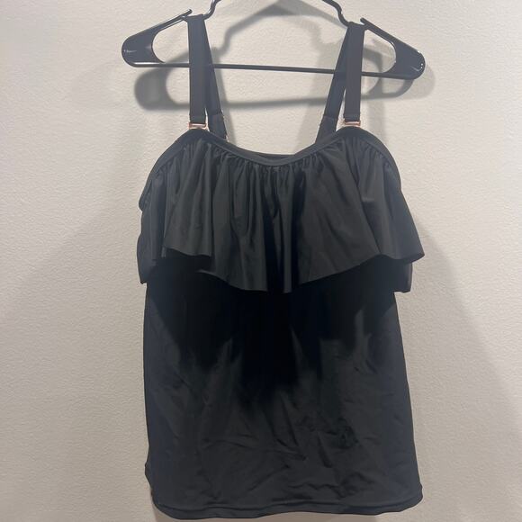 NWT - Raisins Curve Tortuga Black Ruffled Tankini Size 16W (STYLE J840023) - Picture 1 of 9